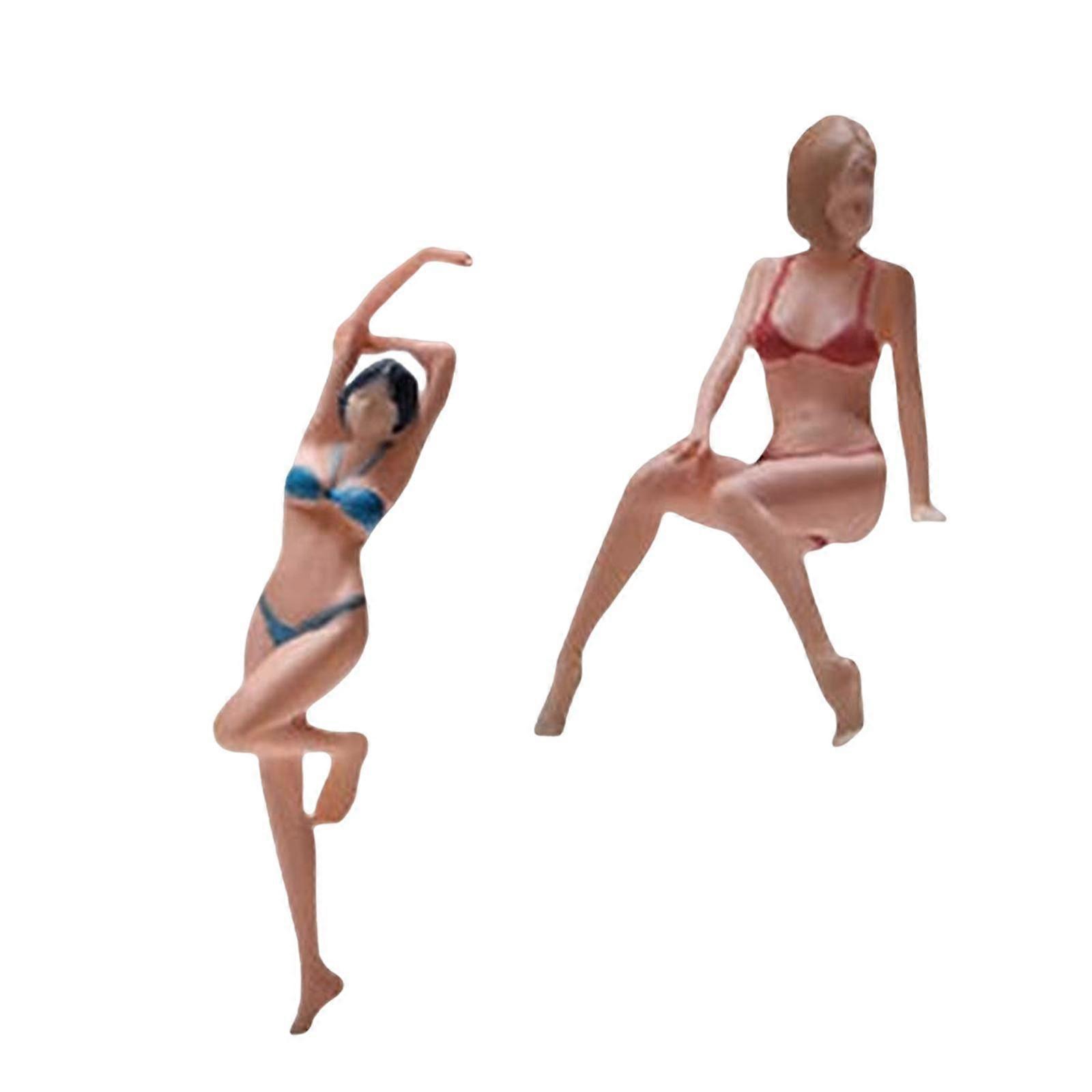 2pcs 1/64 Scale Female Figures Model Toy