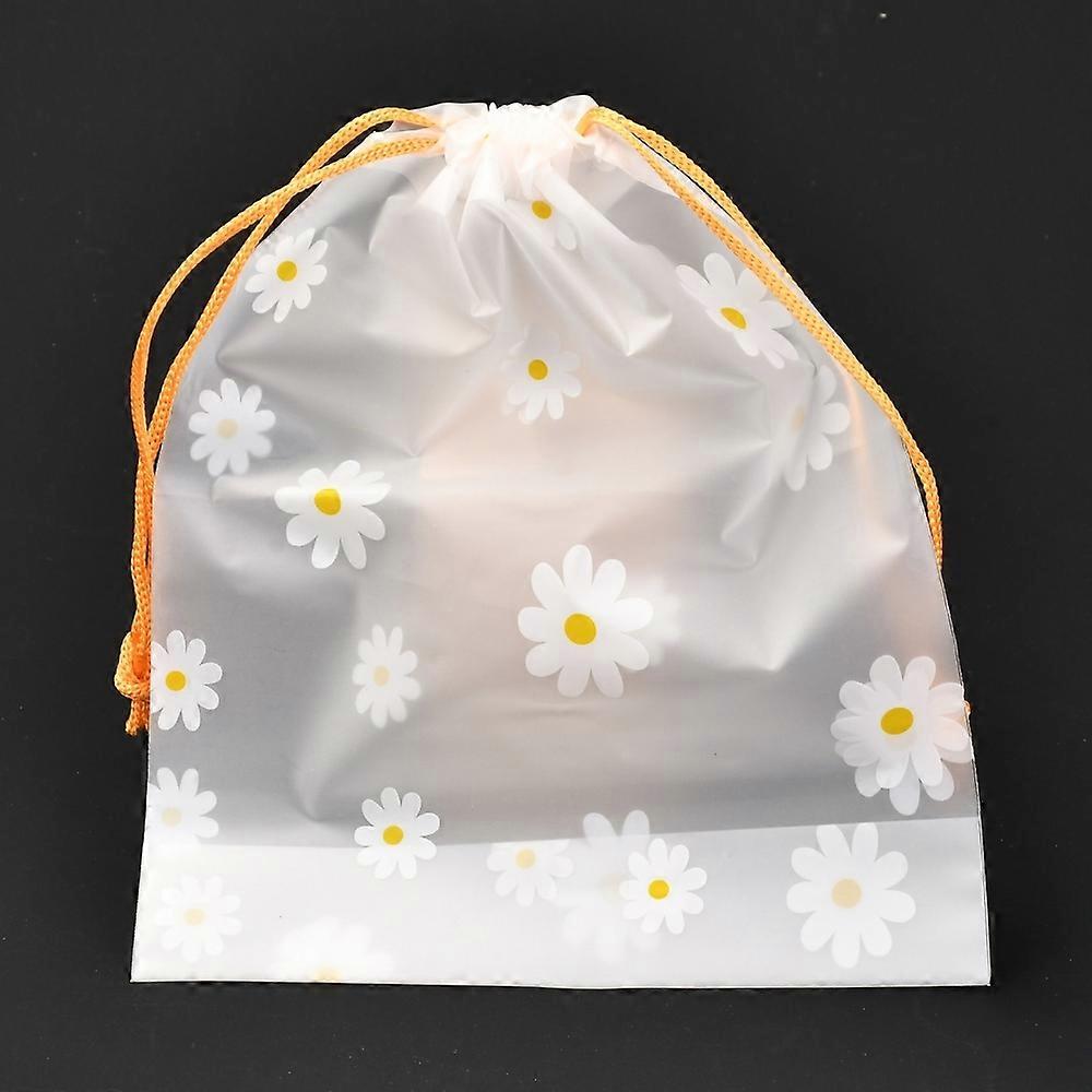 Plastic Frosted Drawstring Bags Rectangle Flower Pattern 20x16x0.02~0.2cm