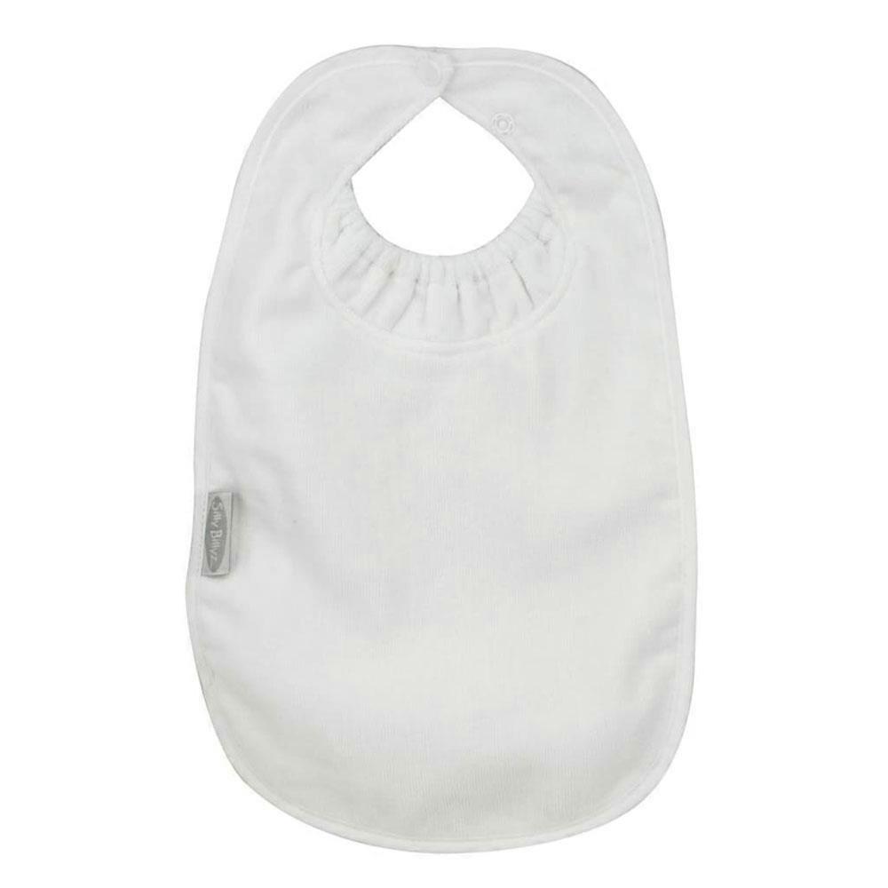WHITE Silly Billyz Quality Towel Bib Extra Large with Adjustable Neck Closure