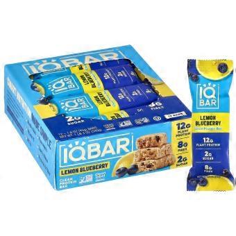 IQBAR, pflanzlicher Proteinriegel, Zitrone-Blaubeere, 12 Riegel à 45 g