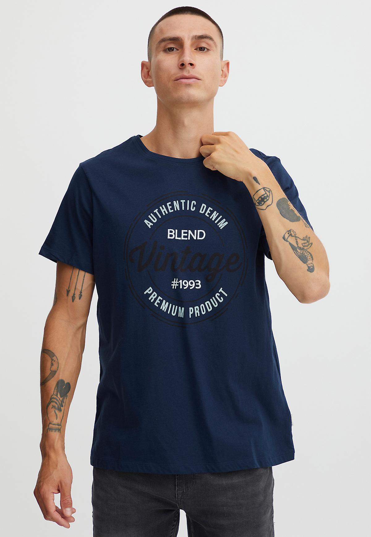 Maglietta da uomo con logo stampato a girocollo Regular Fit a maniche corte Basic