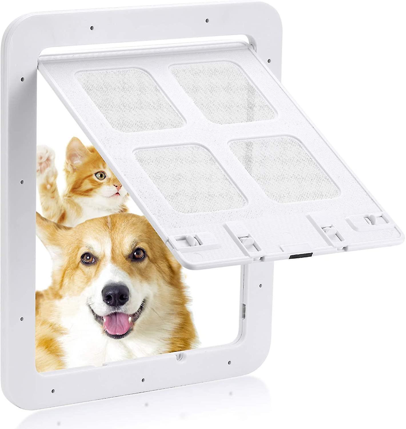 Cat Flap 30x35 Cm-4-way Closure-mosquito Net Suitbale With Circumference Of Less Than 60 Cm(white Large)