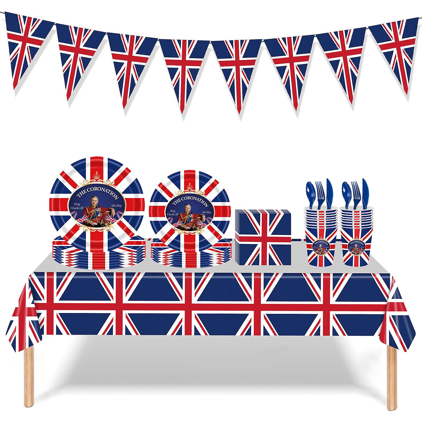 King Charles Iii Of England Commemorative Set, 16 Pieces Each Plates Fork With/without Tablecloth
