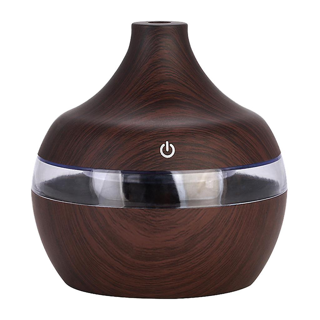 Wood Grain USB LED Home Essential Oil Diffuser Mute Humidifier Dark Brown