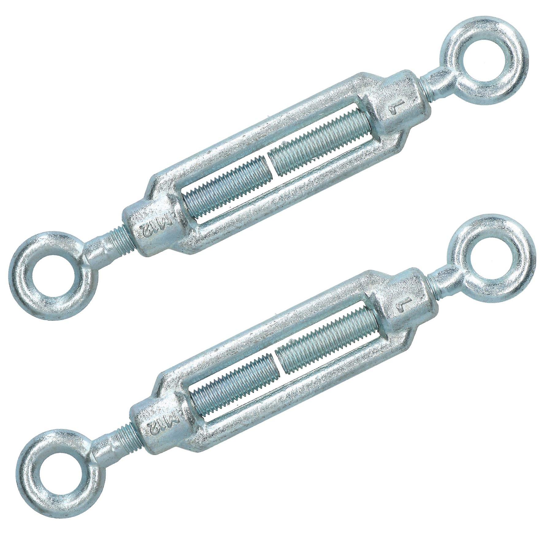 2 PACK Straining Screw / Turnbuckle Eye to Eye Galvanised Rigging M12