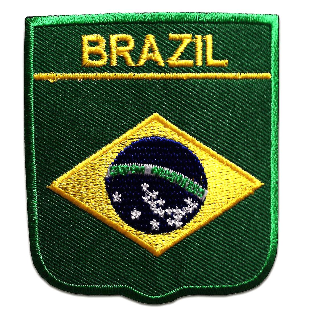 Patch / Iron-on Patch - Brazil Flag Flag - Green - 6.5 x 7.5 cm - Patches