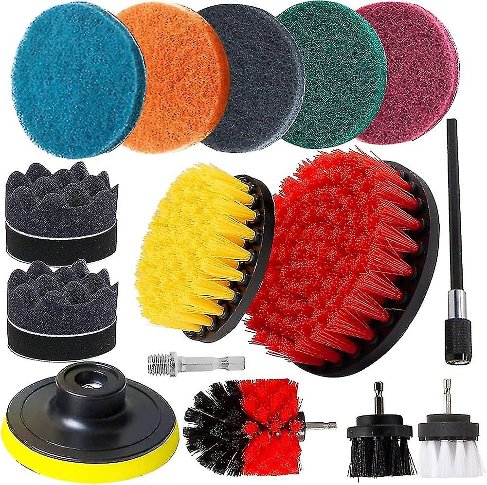 17 Pieces Drill Brushes Kit, Cleaning Power Scrubber Drill Brush Set