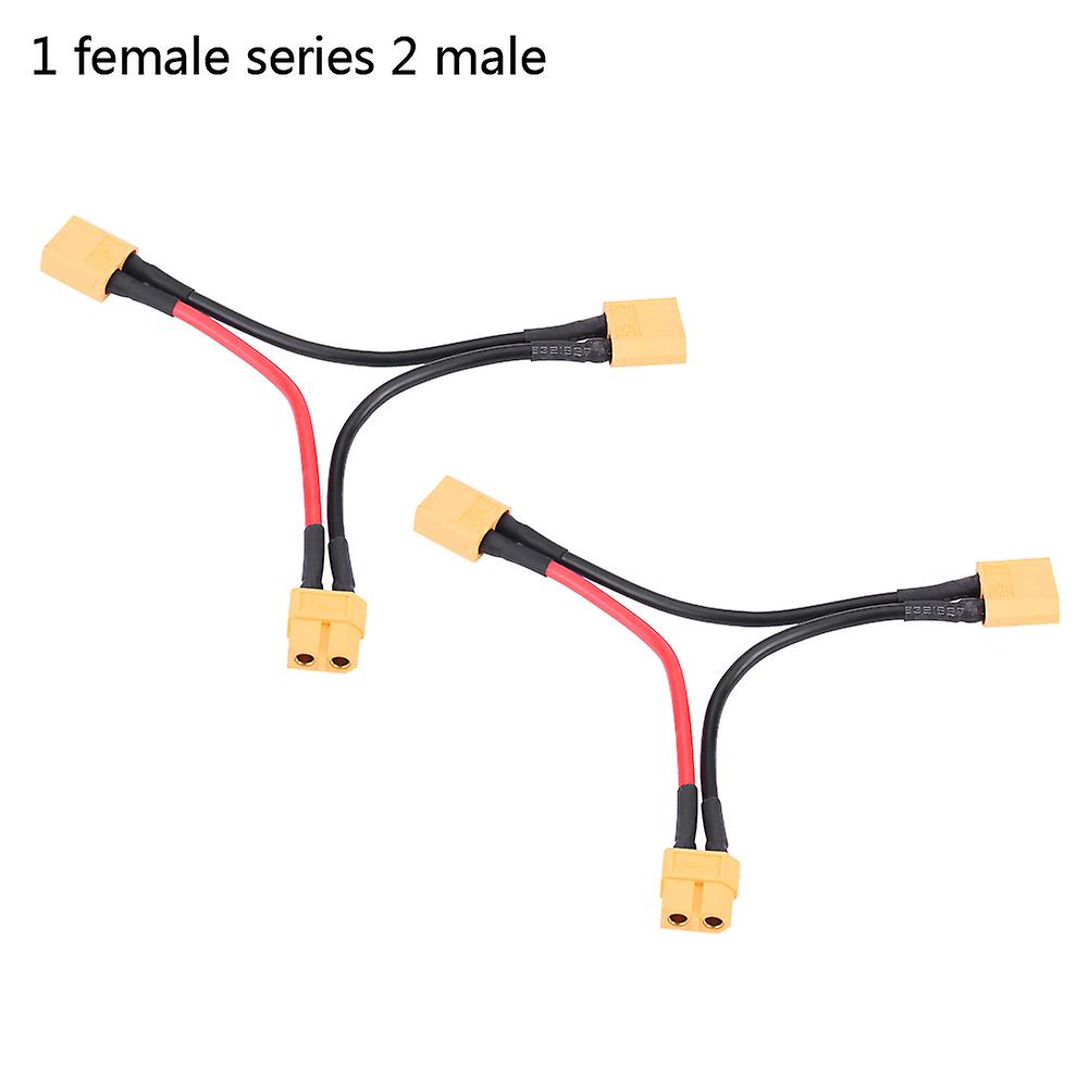 2Pcs/Set XT60 Series Battery Pack Connector Adapter Cables for RC Lipo 1 Female to 2 Male