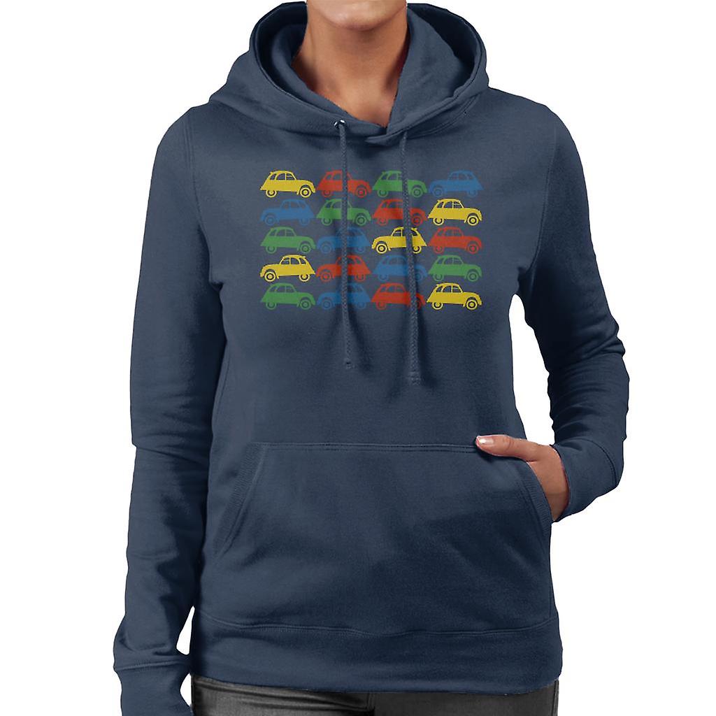 Citroen 2CV Vintage Multi Colour Pattern Women's Hooded Sweatshirt