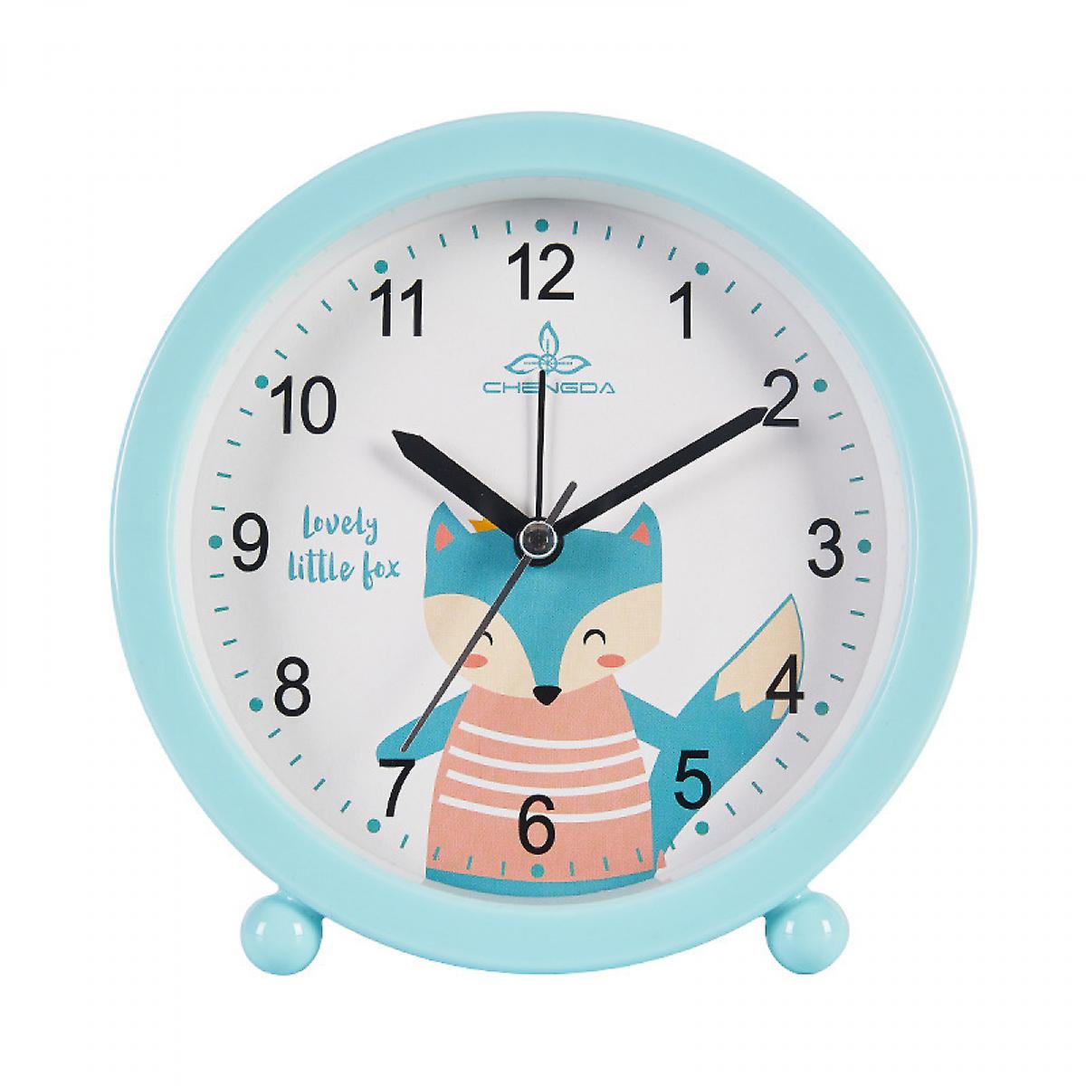 4-inch simple  silent bedside alarm clock with luminous cute clock, suitable for students, children and adults (Blue)