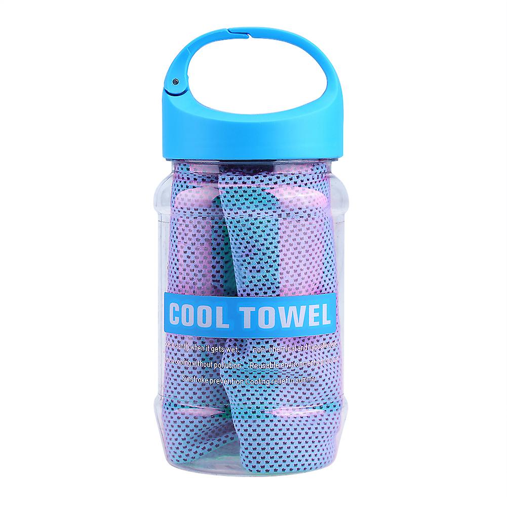 Super Breathable Cooling Effect Towel with Storage Bottle for Sports Gym Workout (Light Blue)