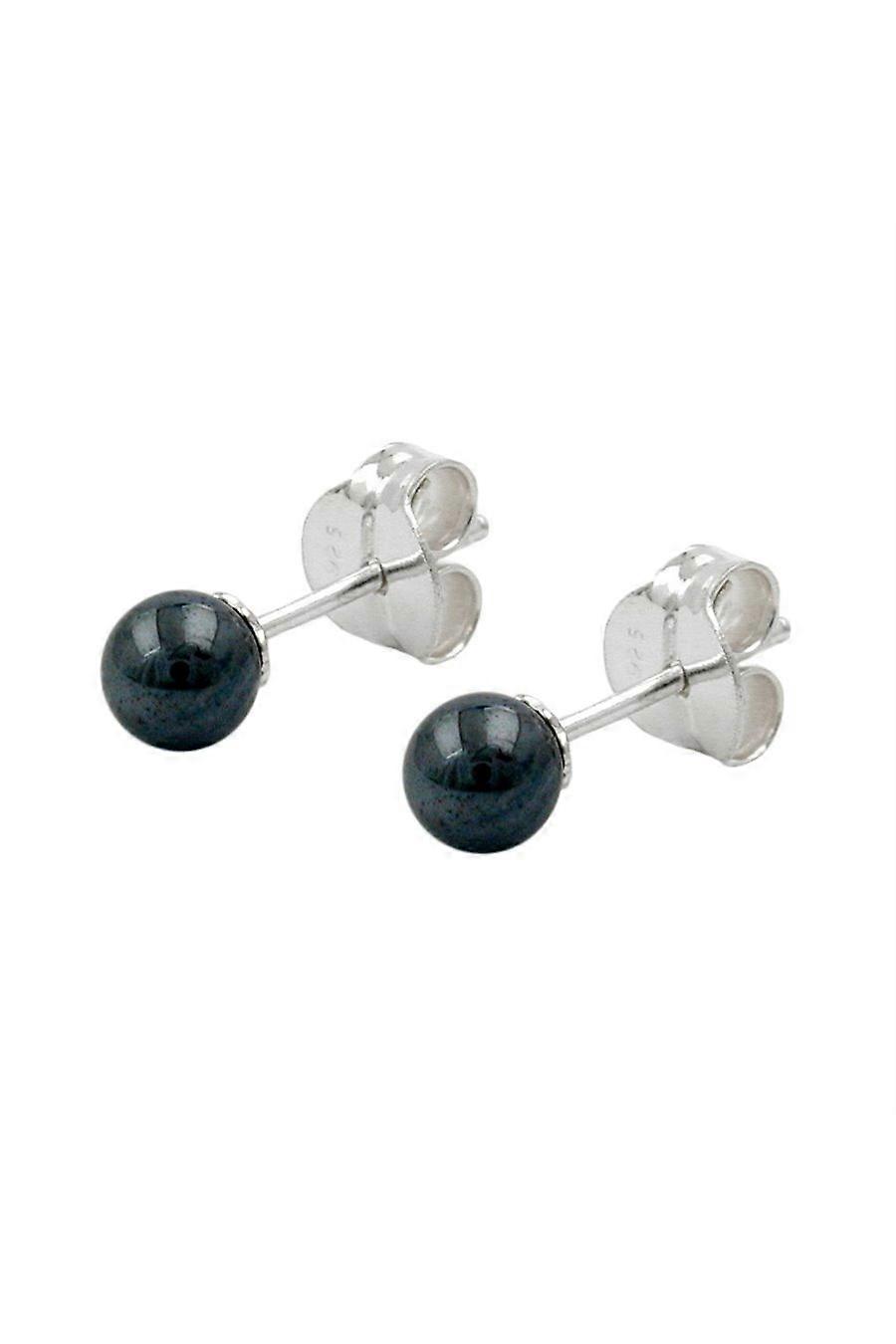 Stud Earrings Hematite 4mm Silver 925 - Gl90124