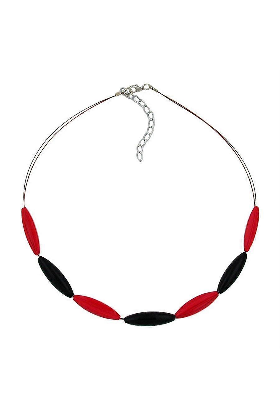 Necklace Red And Black Olive Shaped Beads - Gl00504