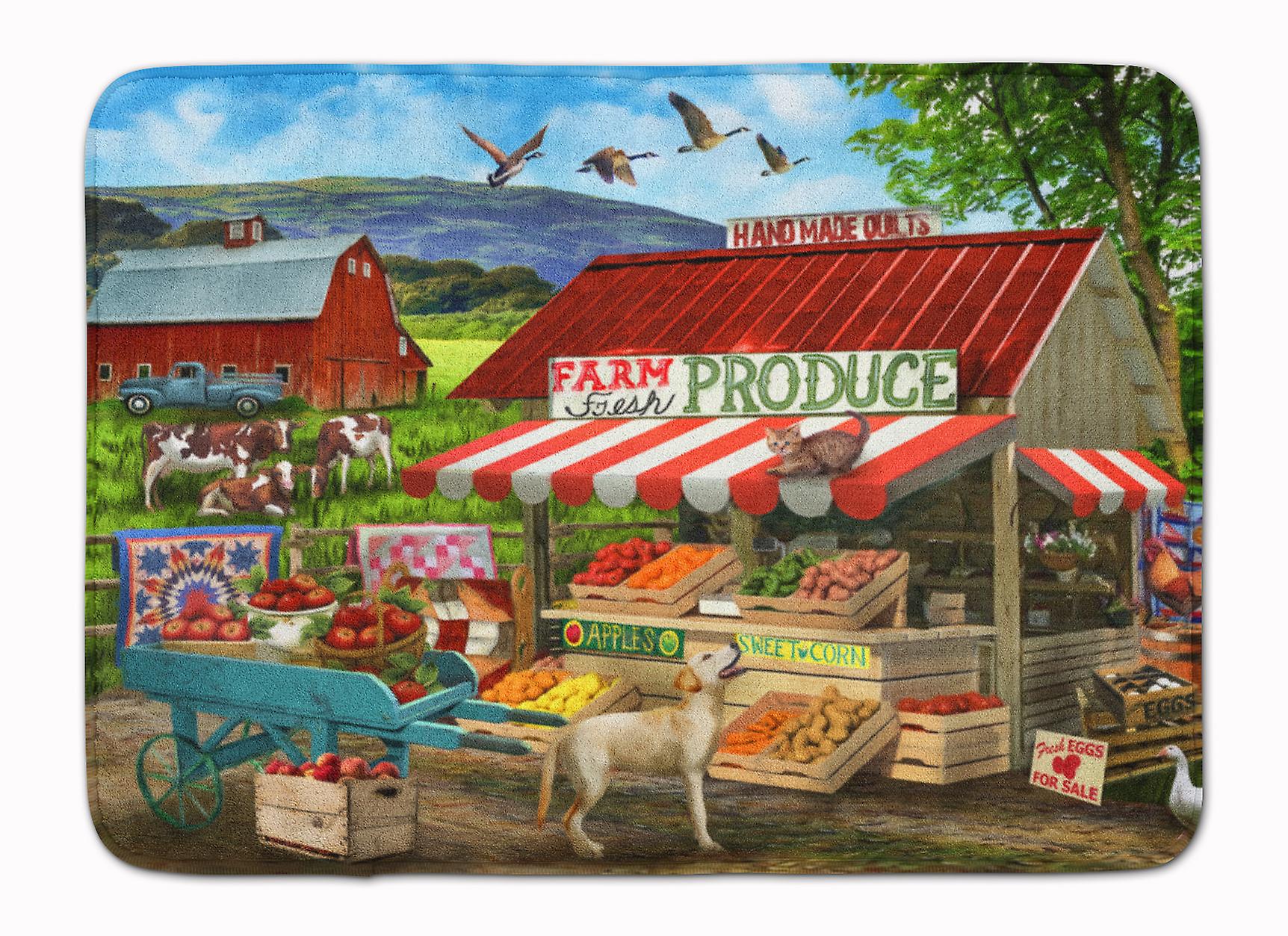 Caroline`s treasures produce stand galben lab și vaci machine lavabile memory foam mat multi culoare 19 x 27