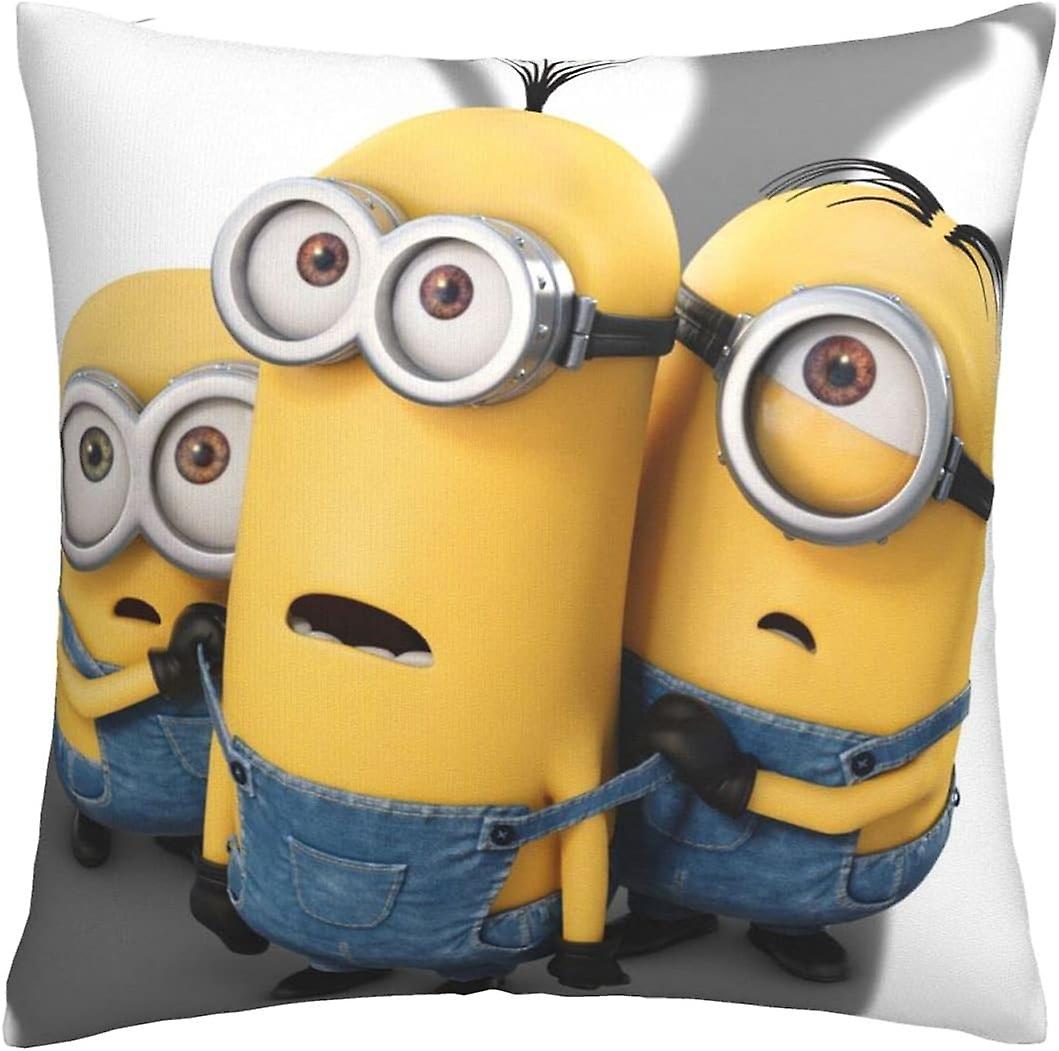 柔らかく快適なミニオンズクッションカバー45cmx45cmスクエアスロー枕カバーソファベッドルーム用目に見えないジッパー付き18x18インチ両面プリント