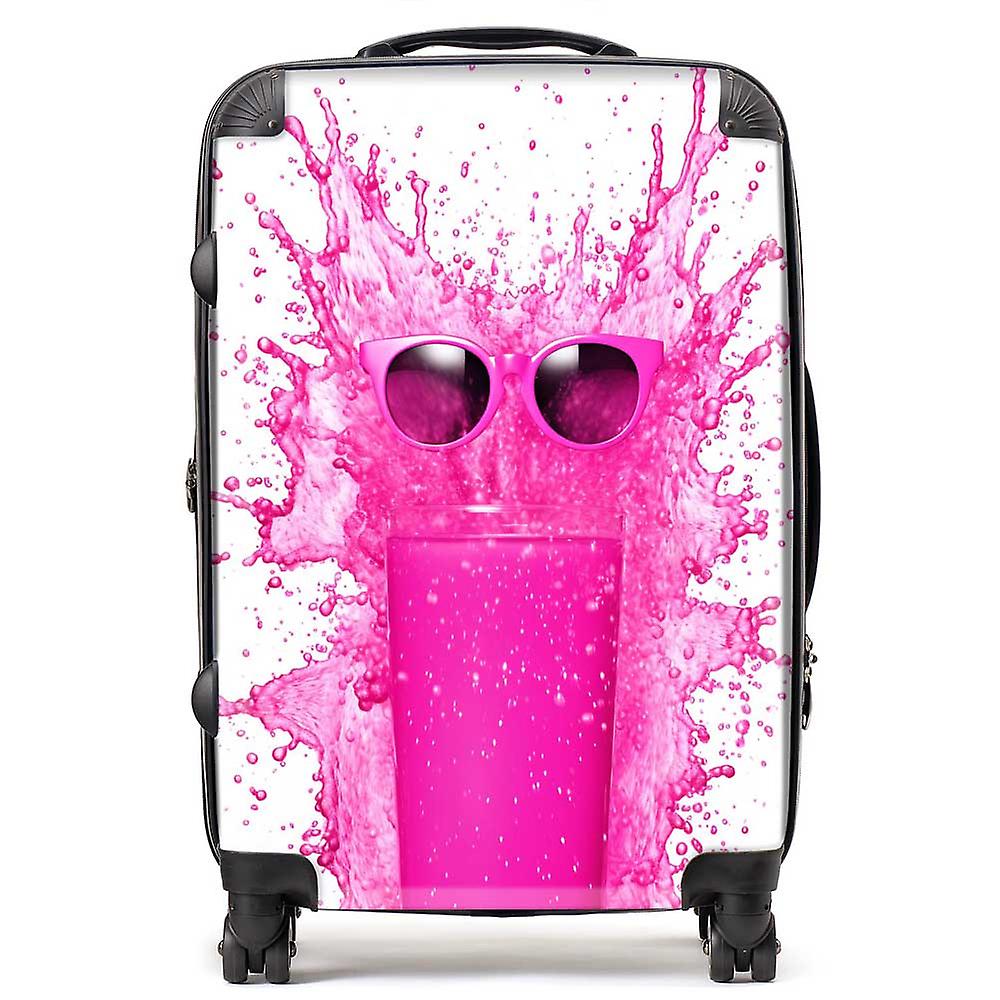 Pink Splashart Glass With Glasses Suitcase