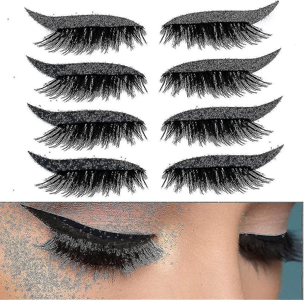 4 Pair Reusable Eyelash Stickers Glitte Eyeliner Invisible Tape Self Adhesive Makeup Tool