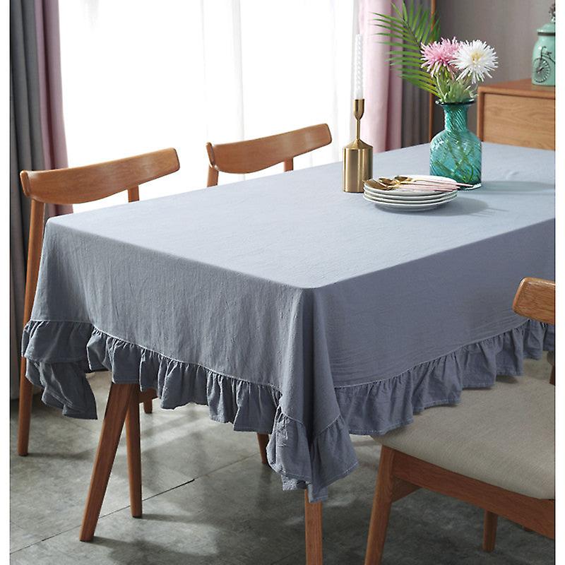 Cotton Linen Tablecloth Simple Lotus Edge Table Cloth Linen Dining Table Cover Cloth