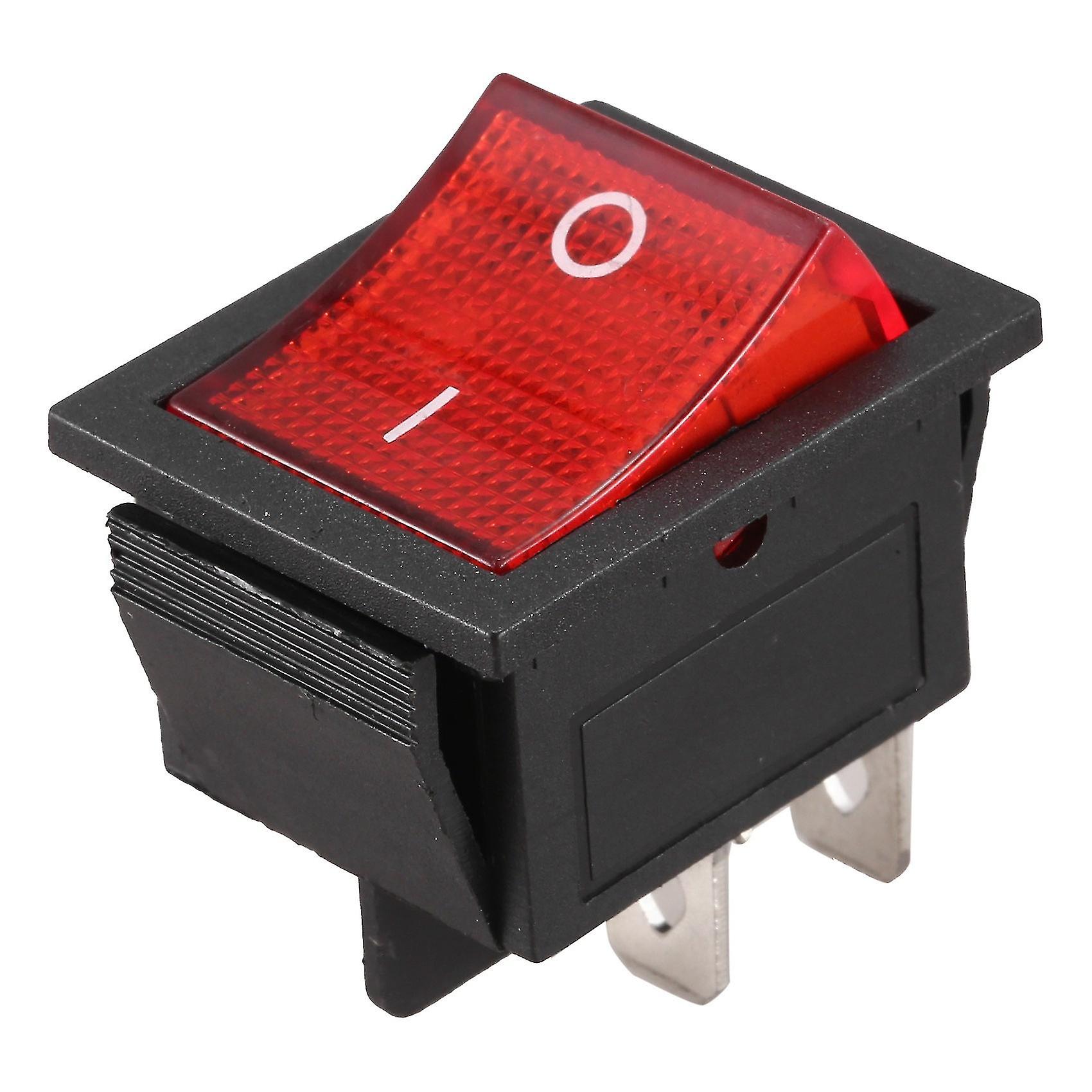 Interruptor de pressão de 4 pinos DPST ON/OFF com luz vermelha iluminada 16A 20A 250V CA