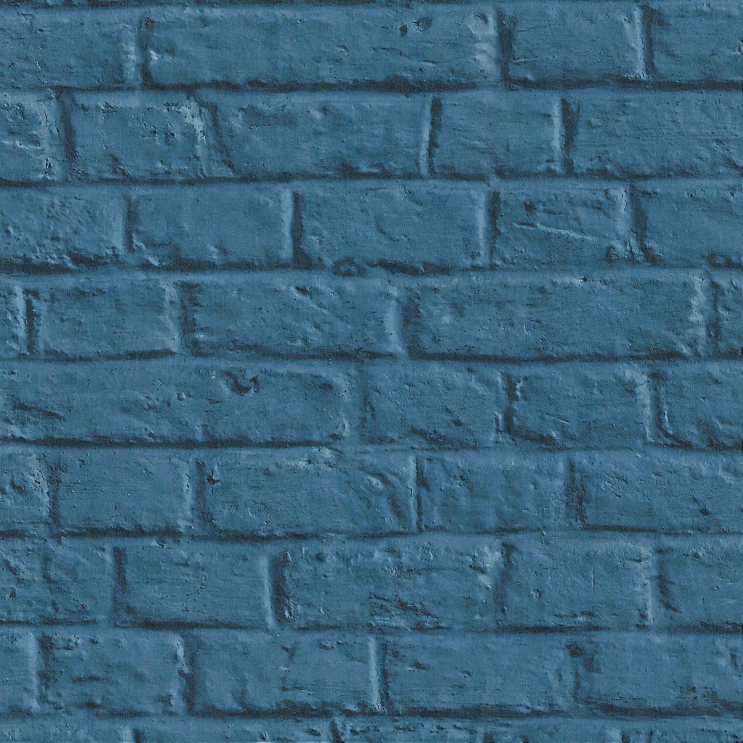 Papier peint aspect pierre carrelage Profhome 369123-GU papier peint intissé légèrement texturé avec une texture tangible mat bleu 5,33 m2