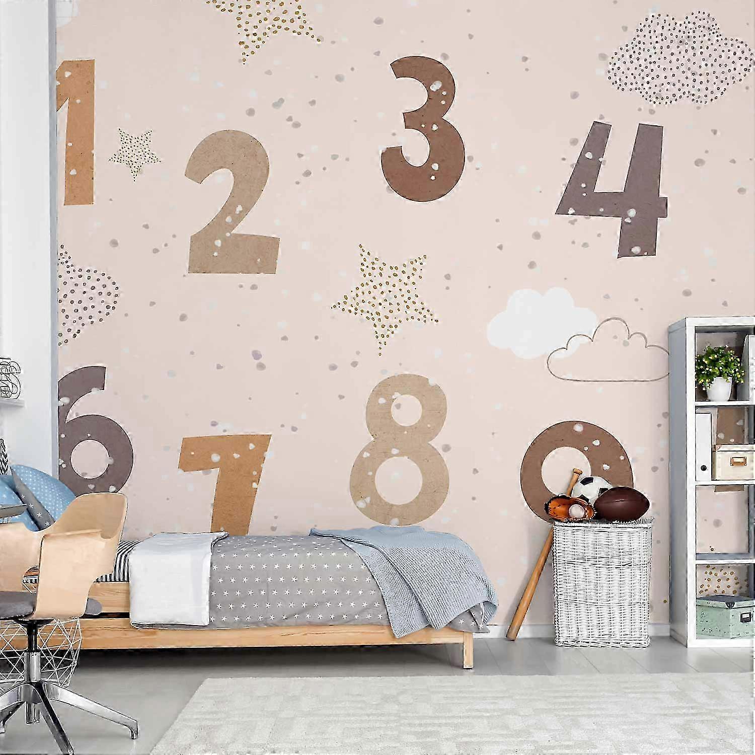 Self-adhesive photo wallpaper - numbers under snowflakes