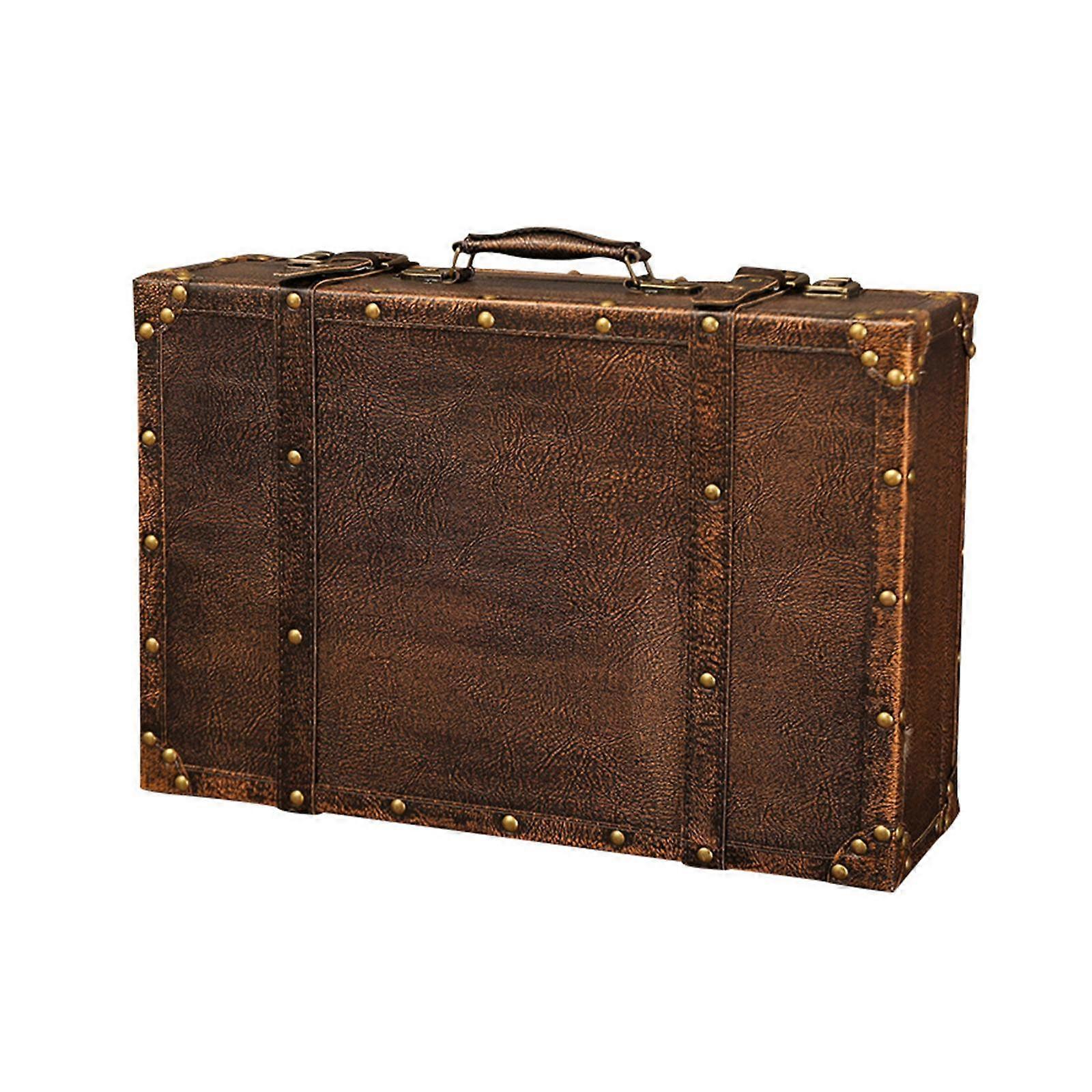 Wooden Vintage Suitcase Decor Ornament for Table Window Display Themed Party L