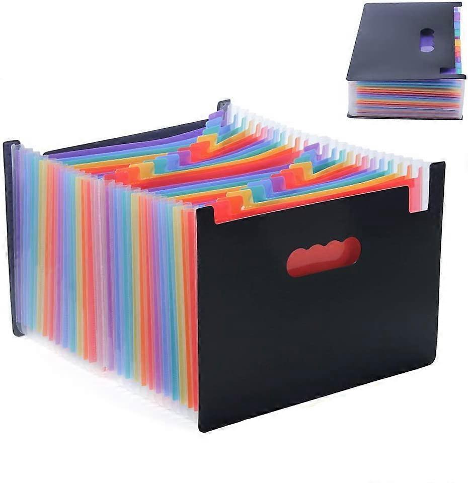 Document Folder A4 Folding Folder 24 Compartments File Sorting Folder (Multicolored)
