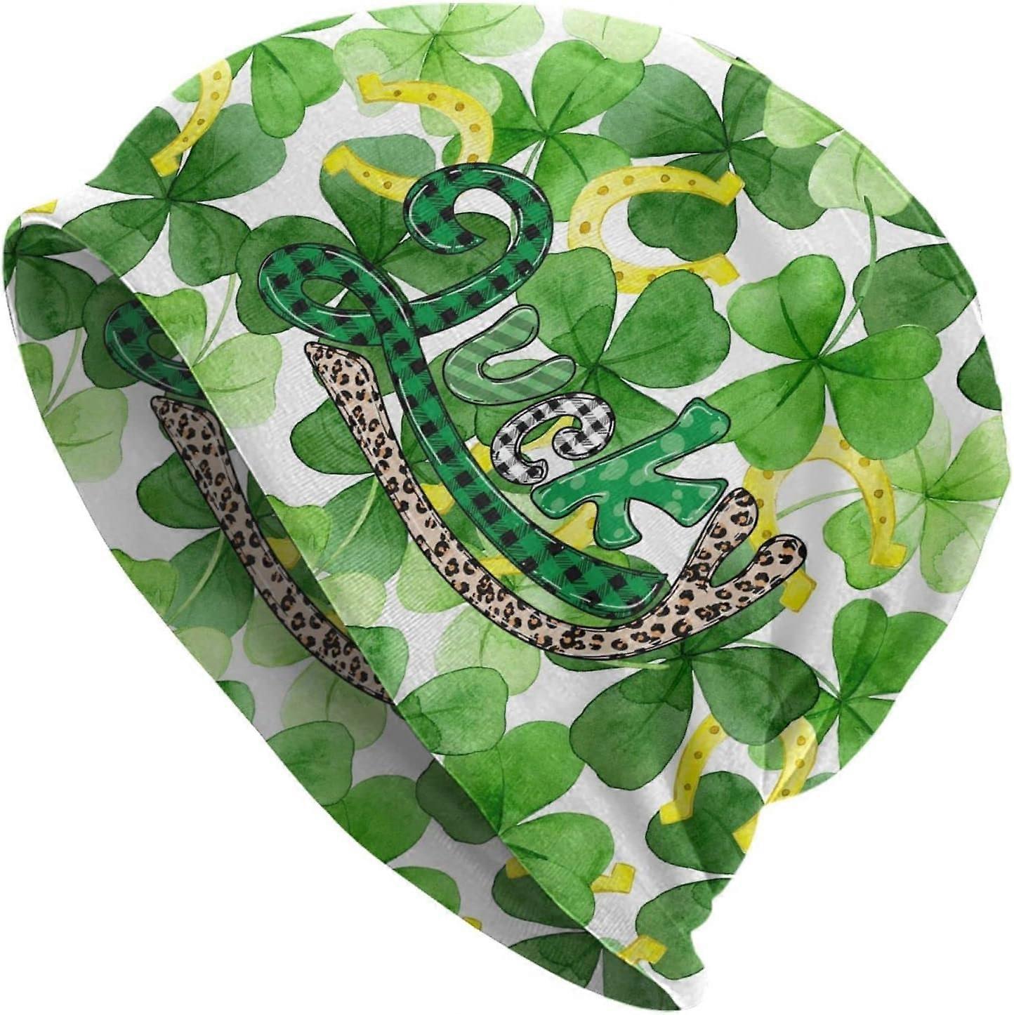 St. Patrick's Day Green Strickmütze Mütze Erwachsene Stretch gestrickte Skull Beanies Cap Hüte für Frauen Männer