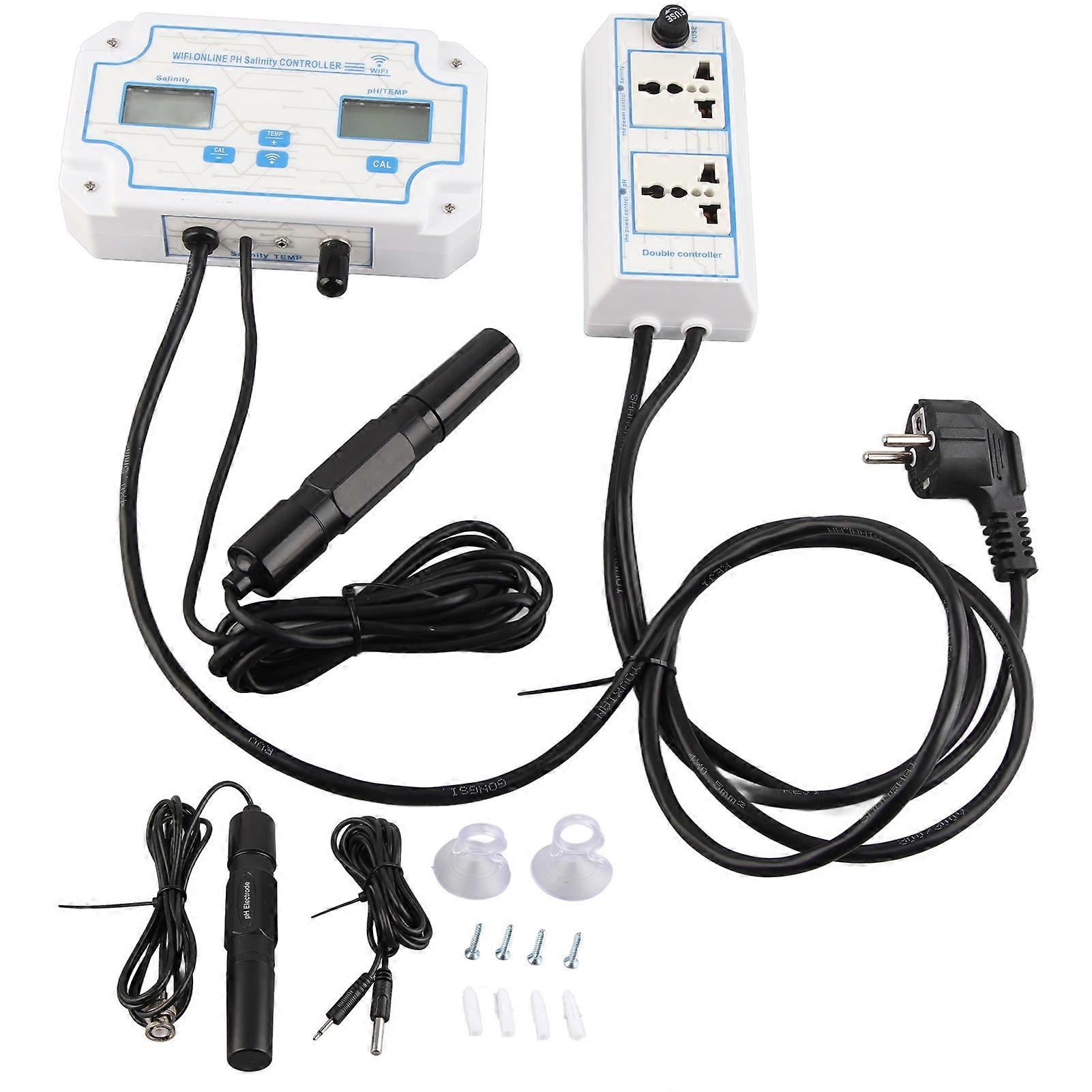 Digital Water Quality Controller Water Temperature PH Salinity Meter with Wireless APP WIFI Function EU Plug 230V NO.6431