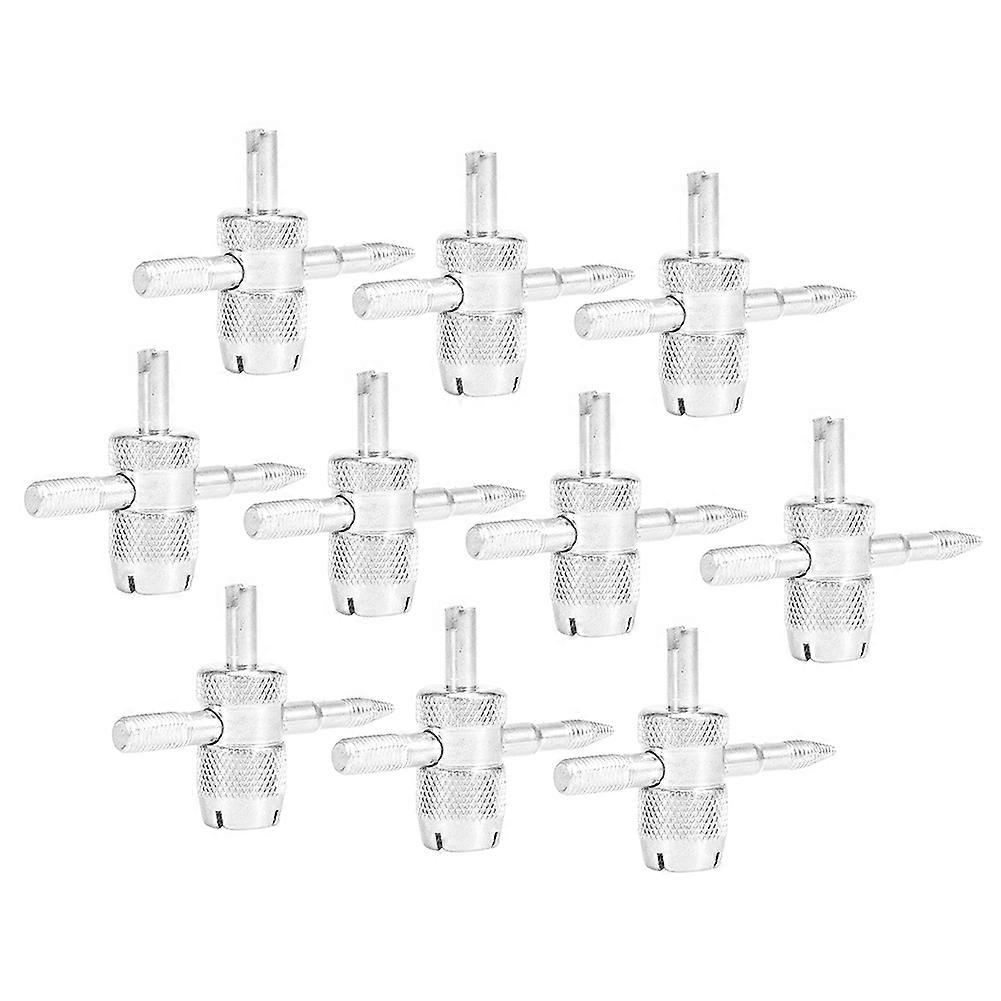 10pcs 4‑Way Tire Valve Core Keys Remover Kit Aluminum Alloy Auto Vehicle Repair Tool E2U811