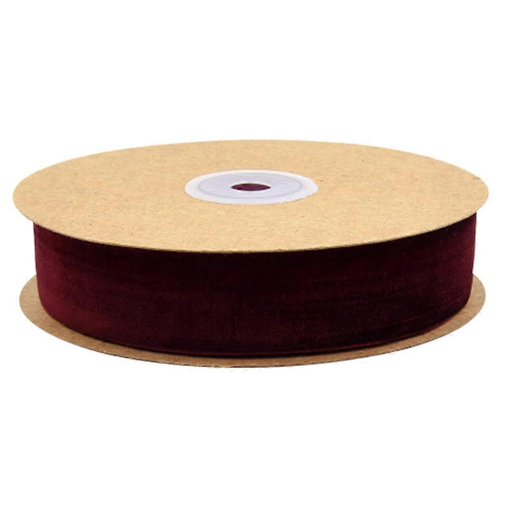 1 Roll of 2.5CM Width Non-elastic Clothes Accessories Ribbon Gift Wrapping Flocking Ribbons DIY Decorative Strap Ribbon Band for Home Shop (Claret)