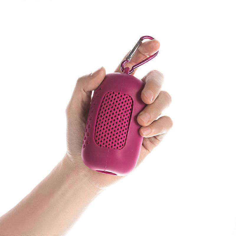 Sports Towel Strong Water Absorption Soft Portable Cooling Towel With Silicone Box For Gym Camping Running Rose Red