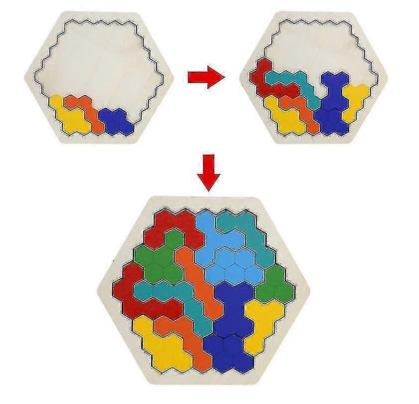 1 Set De Rompecabezas Rompecabezas Hexagonal De Madera Juego De Exploración Científica Infantil