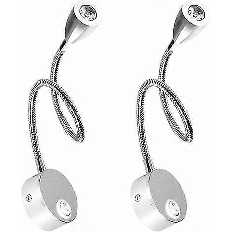 Bedside Wall Lamp 2 Lights LED Reading Light Gooseneck Light 3W, 3000K Warm White Reading Lamp