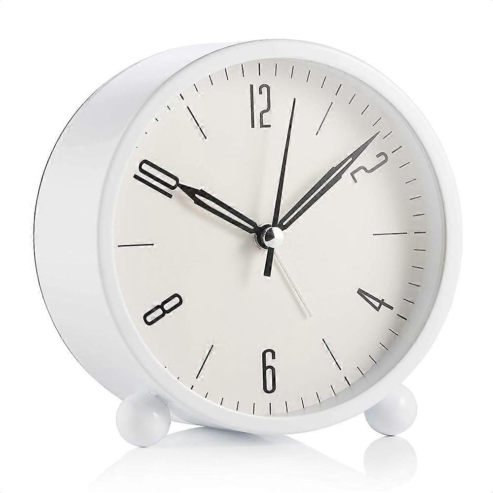 Non Ticking Round Alarm Clock with Light Function
