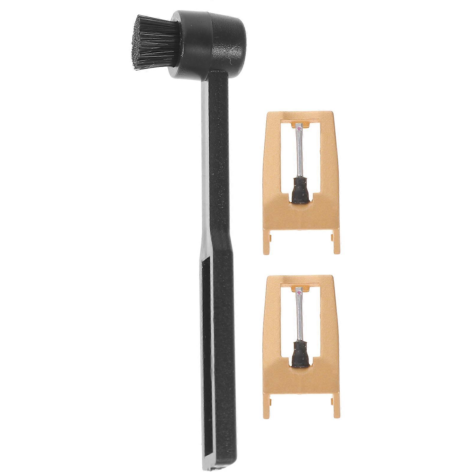 2pcs Vinyl Turntable Needle Replacement Phonograph Needles Record Player Needles with Brush