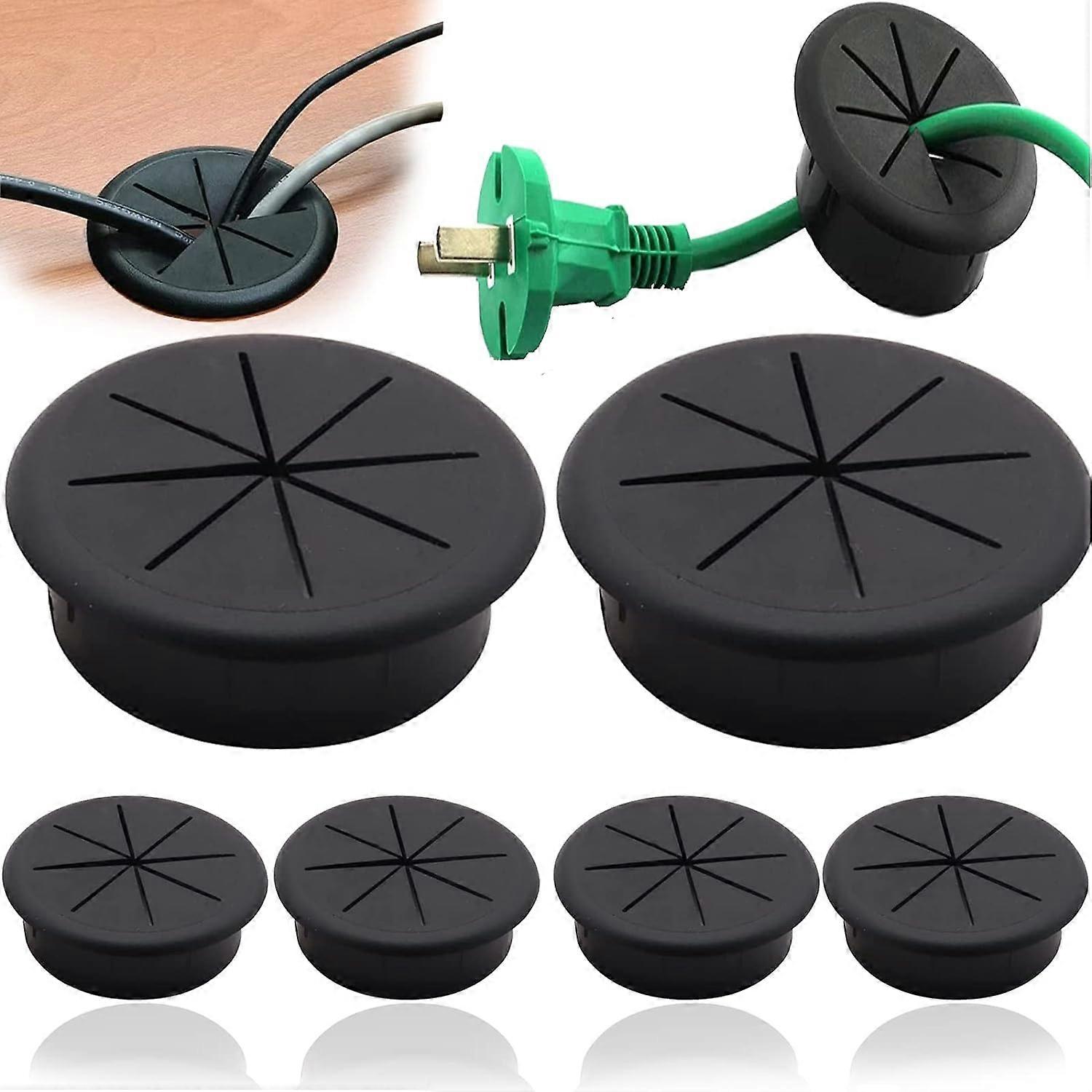 6PCS 60mm Plastic Desk Grommet Recessed Plastic Grommet Round Cable Grommet Black for Offices, Computer Desks, Storage Hole Cover, Yeuri