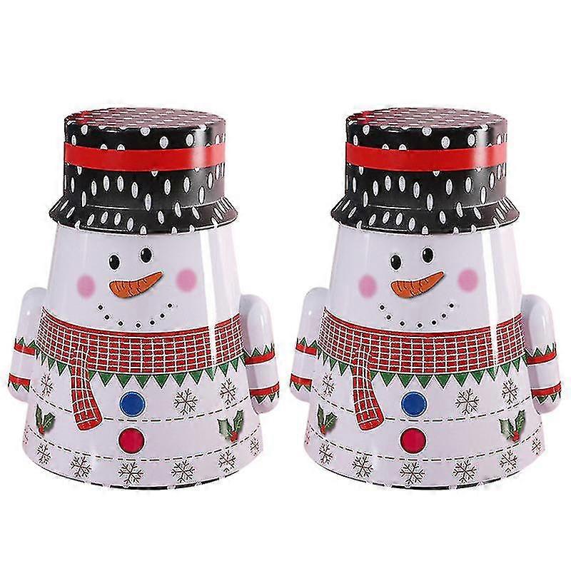 2pcs Christmas Tumbler Iron Candy Boxes Tea Storage Boxes Cookie Holders