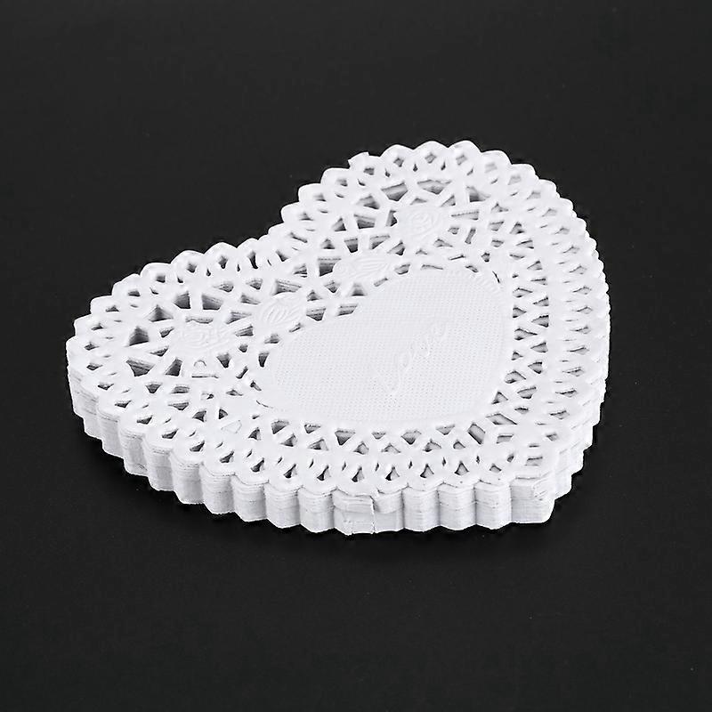 100 x 4 polegadas corações de amor brancos papel rendado guardanapos para fazer cartões scrapbooking