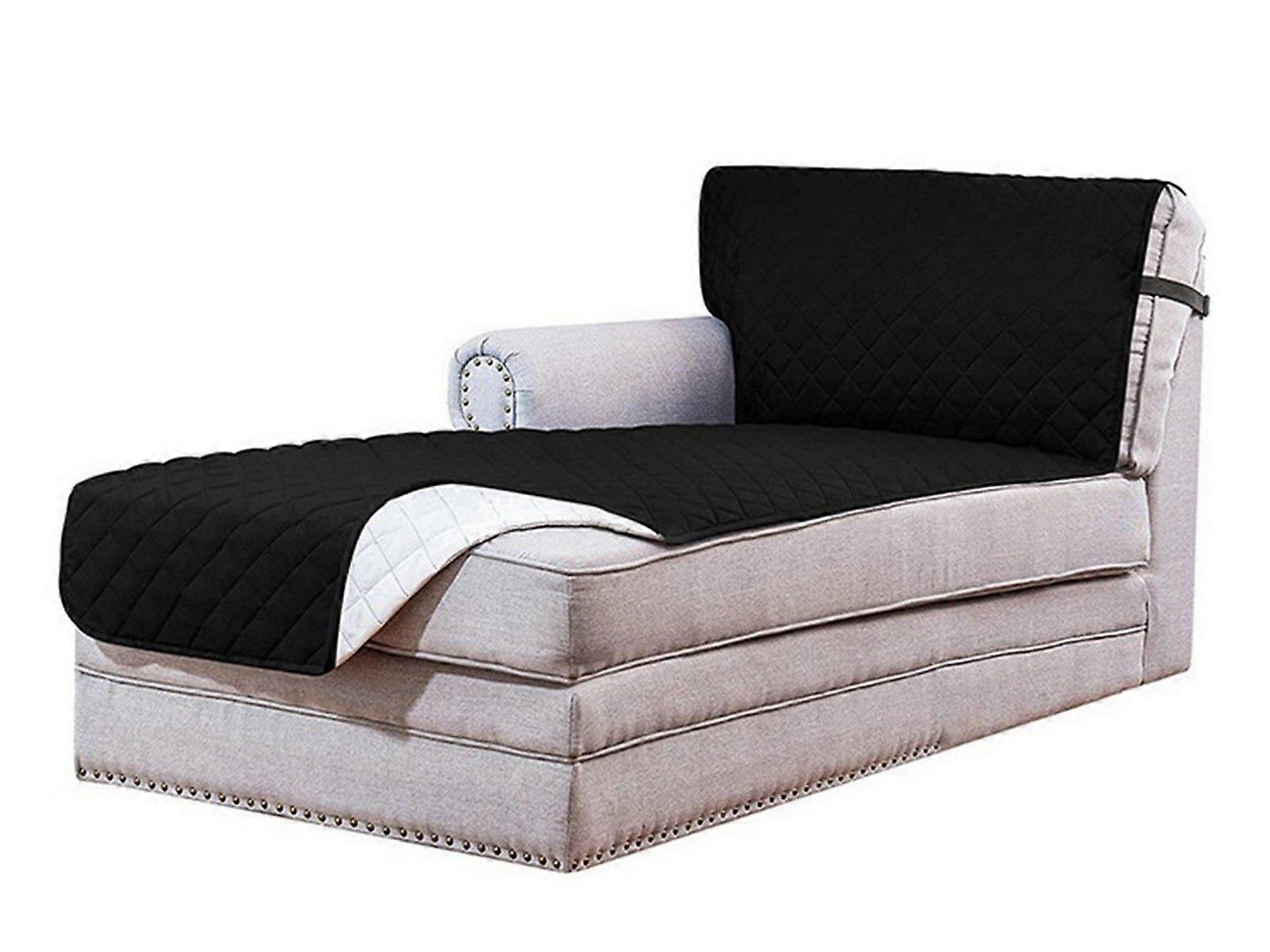 L Shaped Chaise Lounge Couch Cover Sofa Slipcover Sofa Protector Black