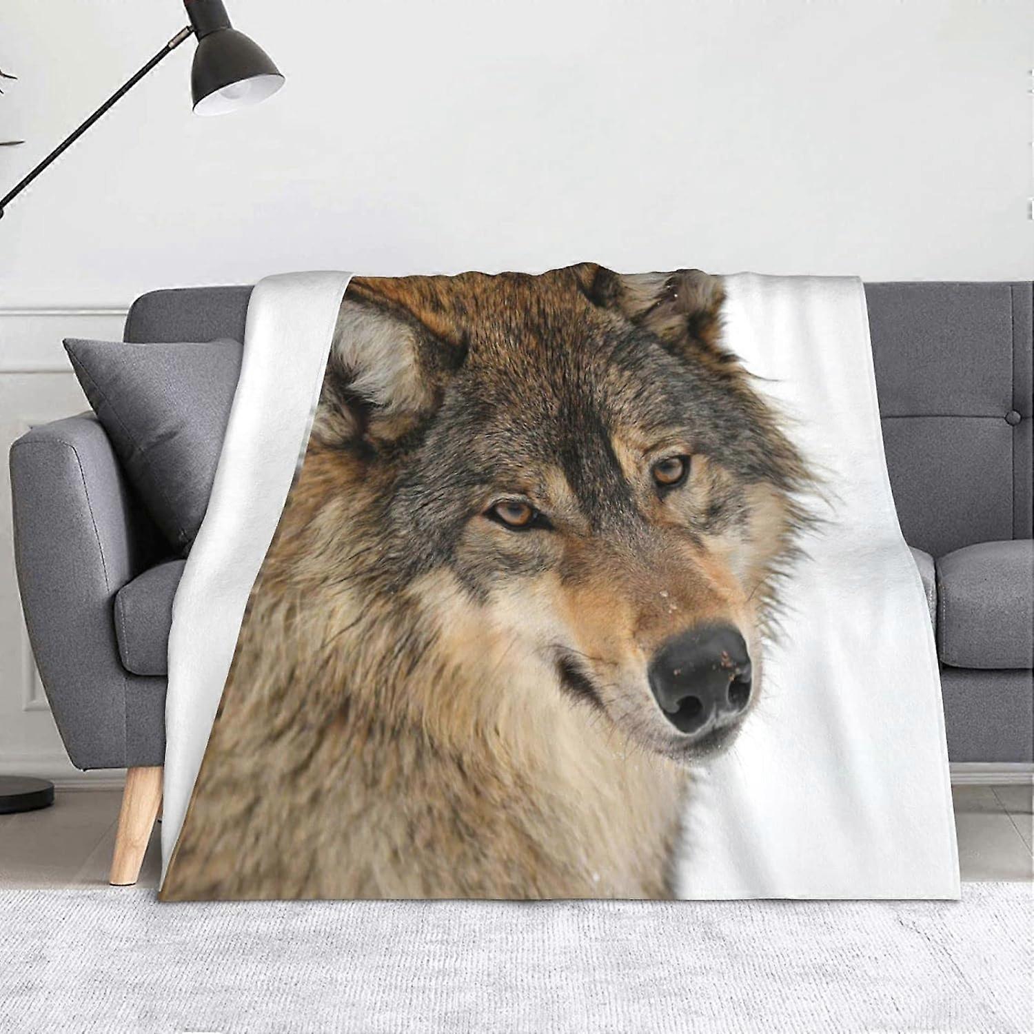 Brown Wolf Blankets Brown Wolf Head Throw Blanket, Soft
