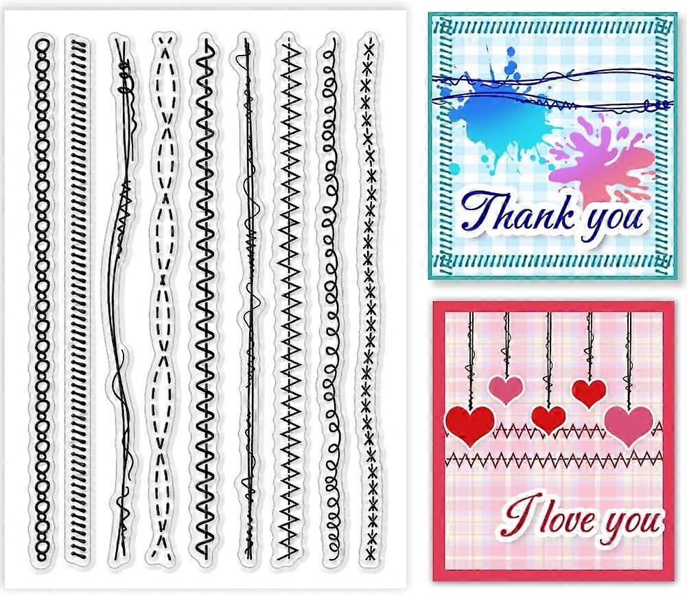 Writing Lace Lines Clear Stamps for Card Making Transparent Silicone Stamp Suture Line Craft Stamp Seal Stamp Rubber Stamp for DIY Scrapbooking Stamp
