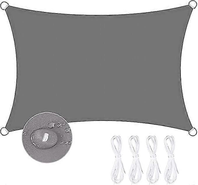 Sun Shade Sail 2x4 m Water Resistant Sail Shade Polyester UV Block with Free Rope Sunscreen Awning Canopy for Outdoor Garden Patio Yard Party,Grey