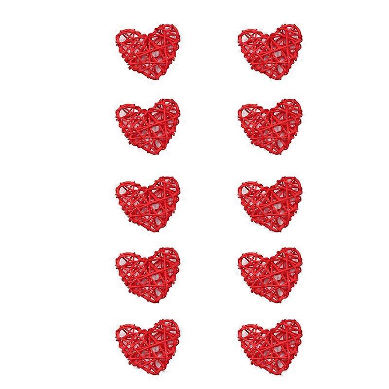 10Pcs/Set Heart Shape Hanging Decor Exquisite Bright-colored Rattan Eco-friendly Hanging Pendant for Home KAESI
