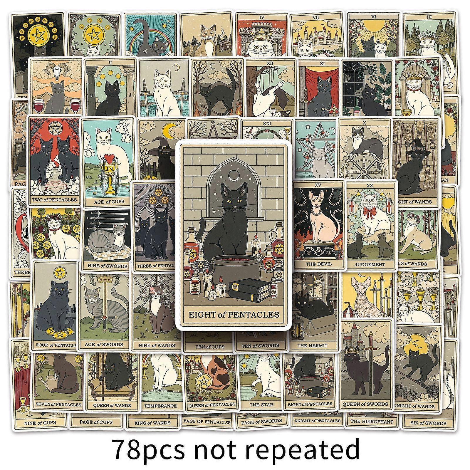 78 ετικέττες βαλίτσας Kitten Tarot, δημιουργικές μοντέρνες εξατομικευμένες αδιάβροχες διακοσμητικές αυτοκόλλητες ετικέτες lap-top