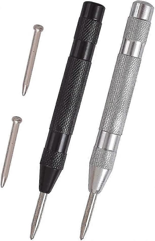 Set Of 2 Automatic Central Punches, 13 Cm, Spring With Spring, Adjustable Tension, With 2 Spare Tips