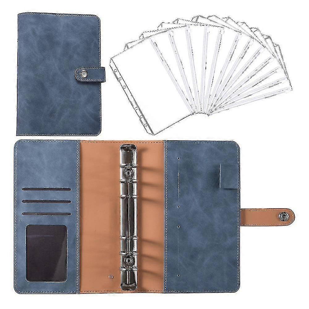 Notebook Binder Budget Planner Binder Cover With 12 Pieces Binder Pocket Personal Cash Budget Envelopes System 6 Hole Binder Folder( Color : Denim Blu