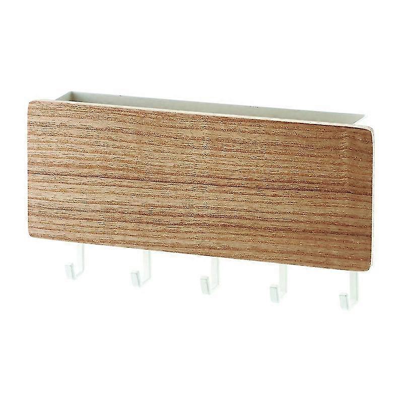 Multi-functional Wall Mounted Mail Holder Sorter Organizer With 5 Hooks Entryway Key Holder Rack Floating Coat Shelf Rustic Home Office Decor Front Do