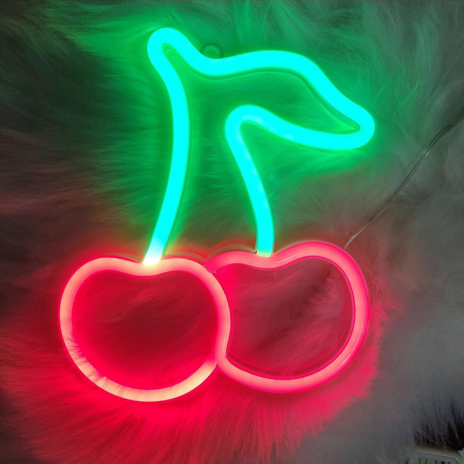 1pc Cherry Neon Sign,2 power supply methods