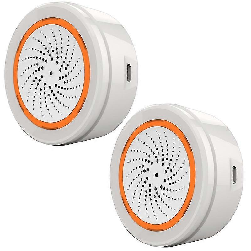 2pcs Coolcam Tuya Zigbee Smart Siren Alarm For Home Security With Strobe Alerts Support Usb Cable Power Up Works With Tuya Smart Hub